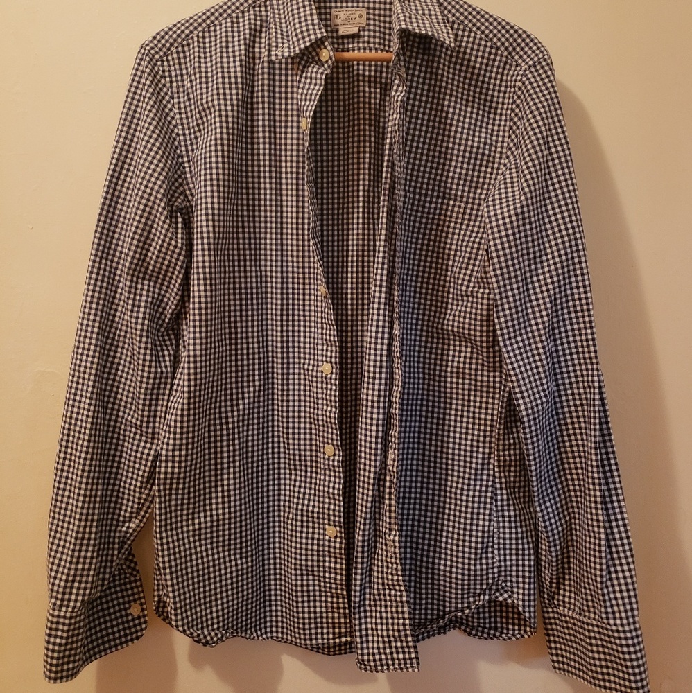 J. Crew Mens Button Down Shirt Medium Navy